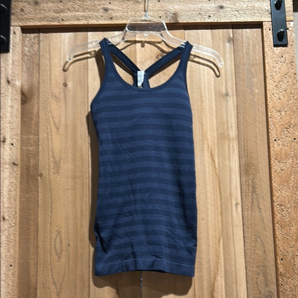 Lululemon Athletica Blue Ribbed Sleeveless Fitted Tank Top